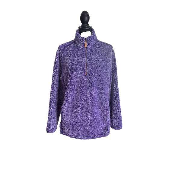 Inspiration Boutique Women's Purple Sherpa 1/2" Zip Pullover Sweater M - Picture 1 of 10